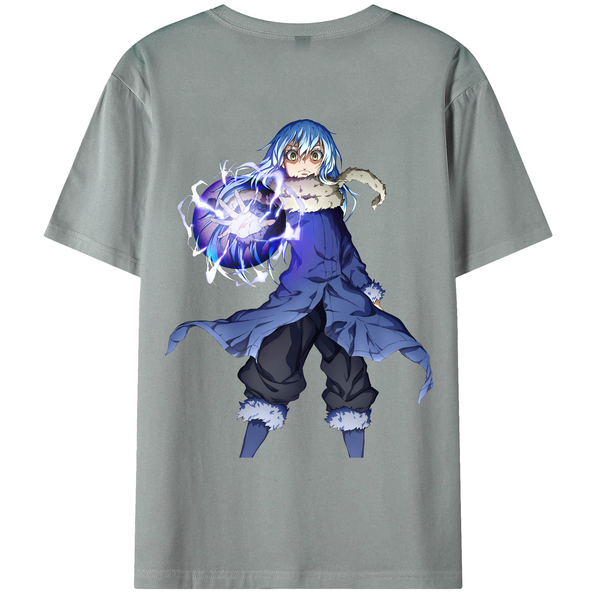 （画像用） 転スラ Regarding Reincarnated to Slime 綿100％ メンズ半袖Tシャツ（バックプリント） 通気性
